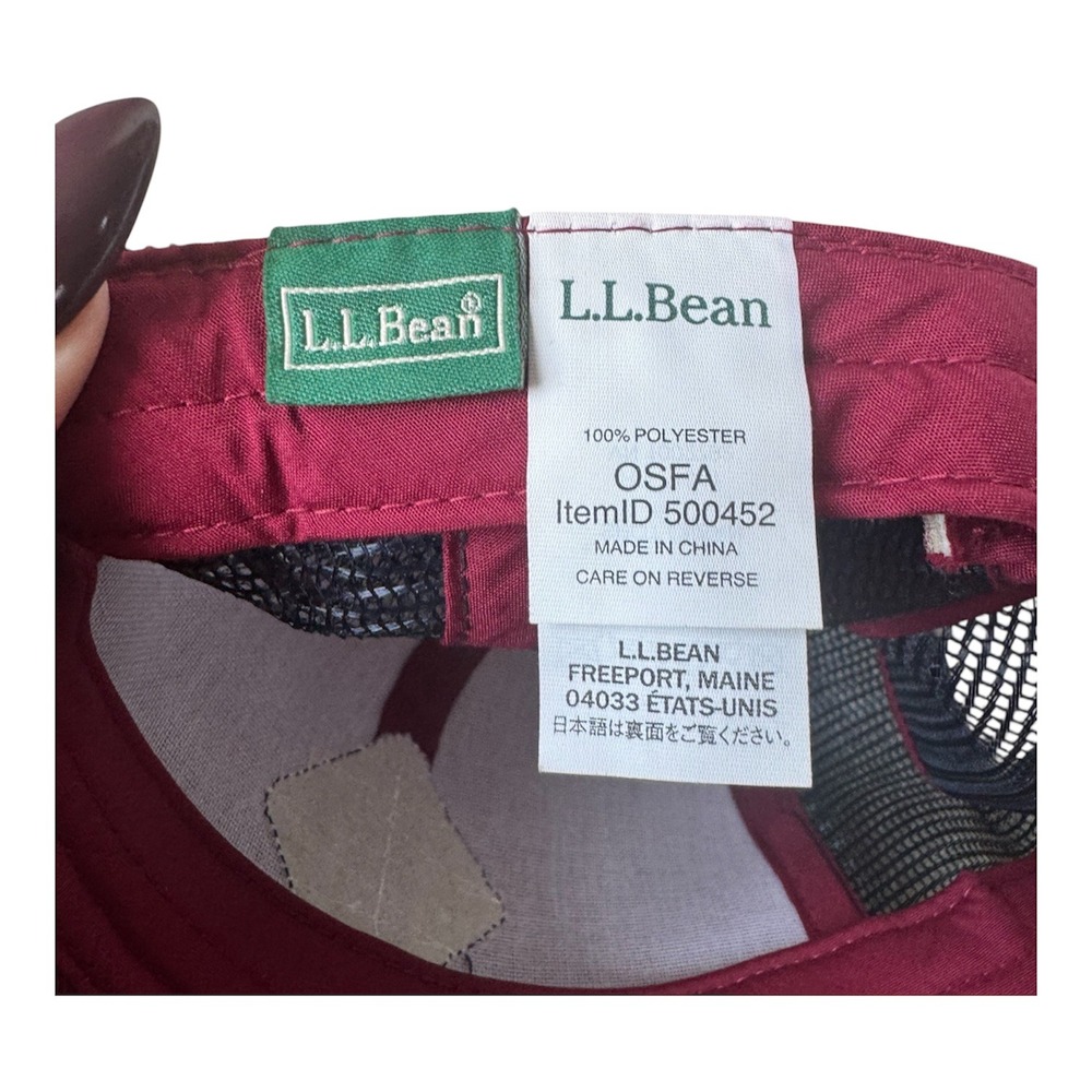 L.L. Bean 1912 Trucker Hat OSFA Burgundy Mesh Back Cap Outdoor Hiking Logo Patch - Picture 4 of 5